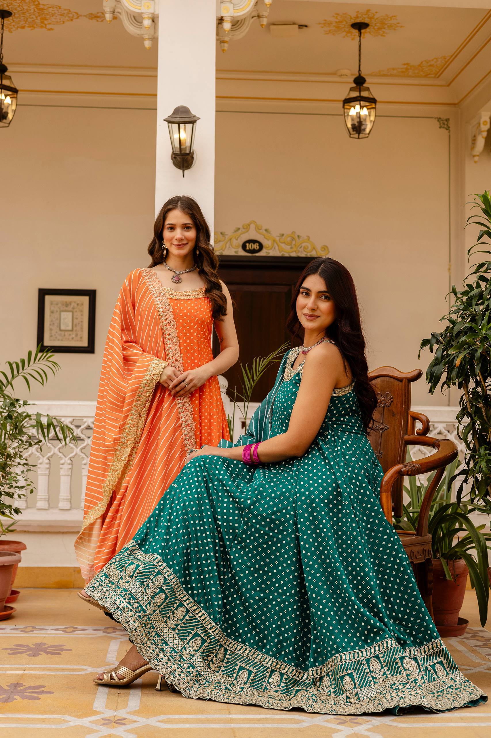 Premium Bandhani Gown with Palazzo & Leheriya Dupatta | Wedding & Festive Wear