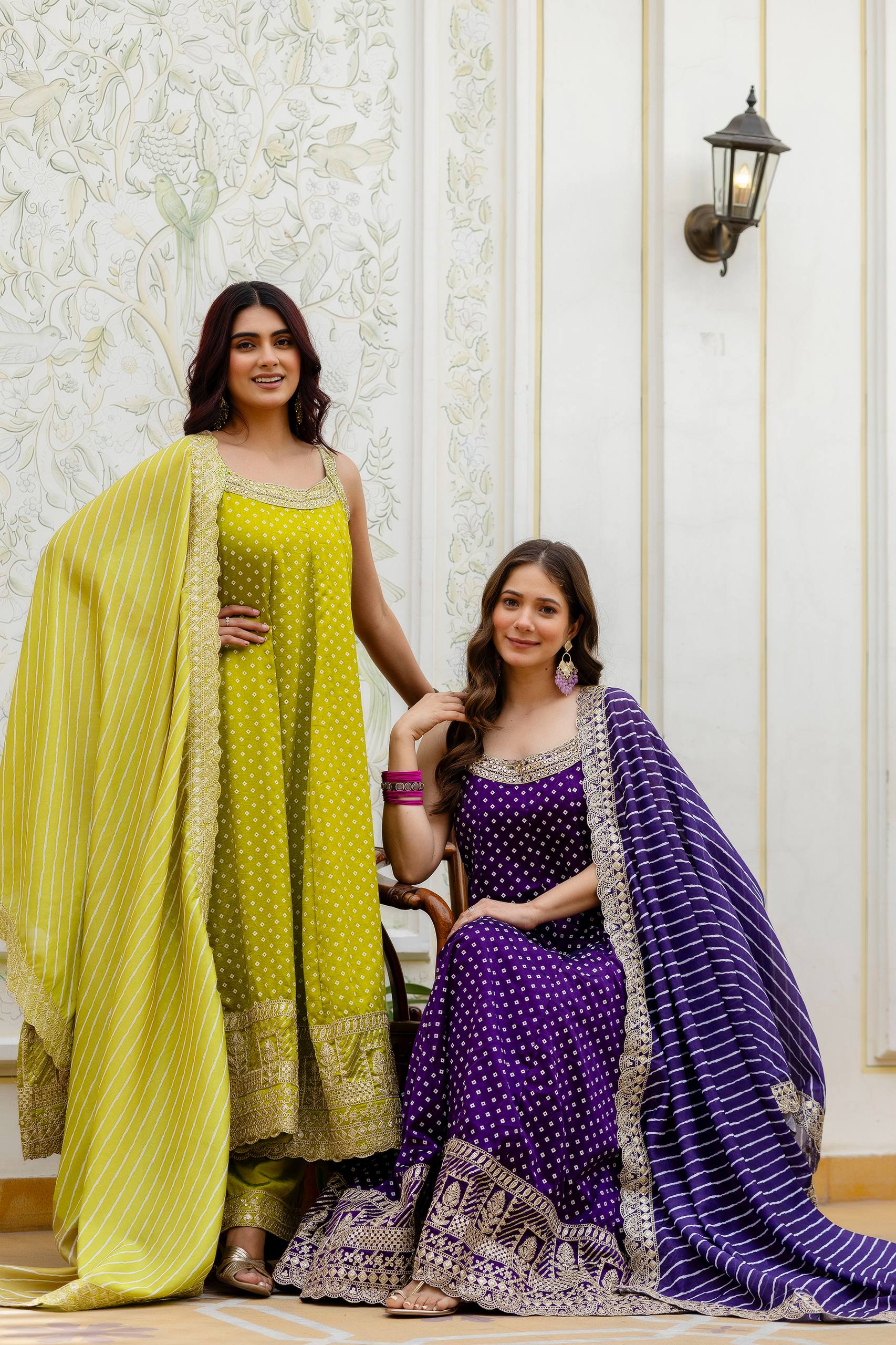 Premium Bandhani Gown with Palazzo & Leheriya Dupatta | Wedding & Festive Wear