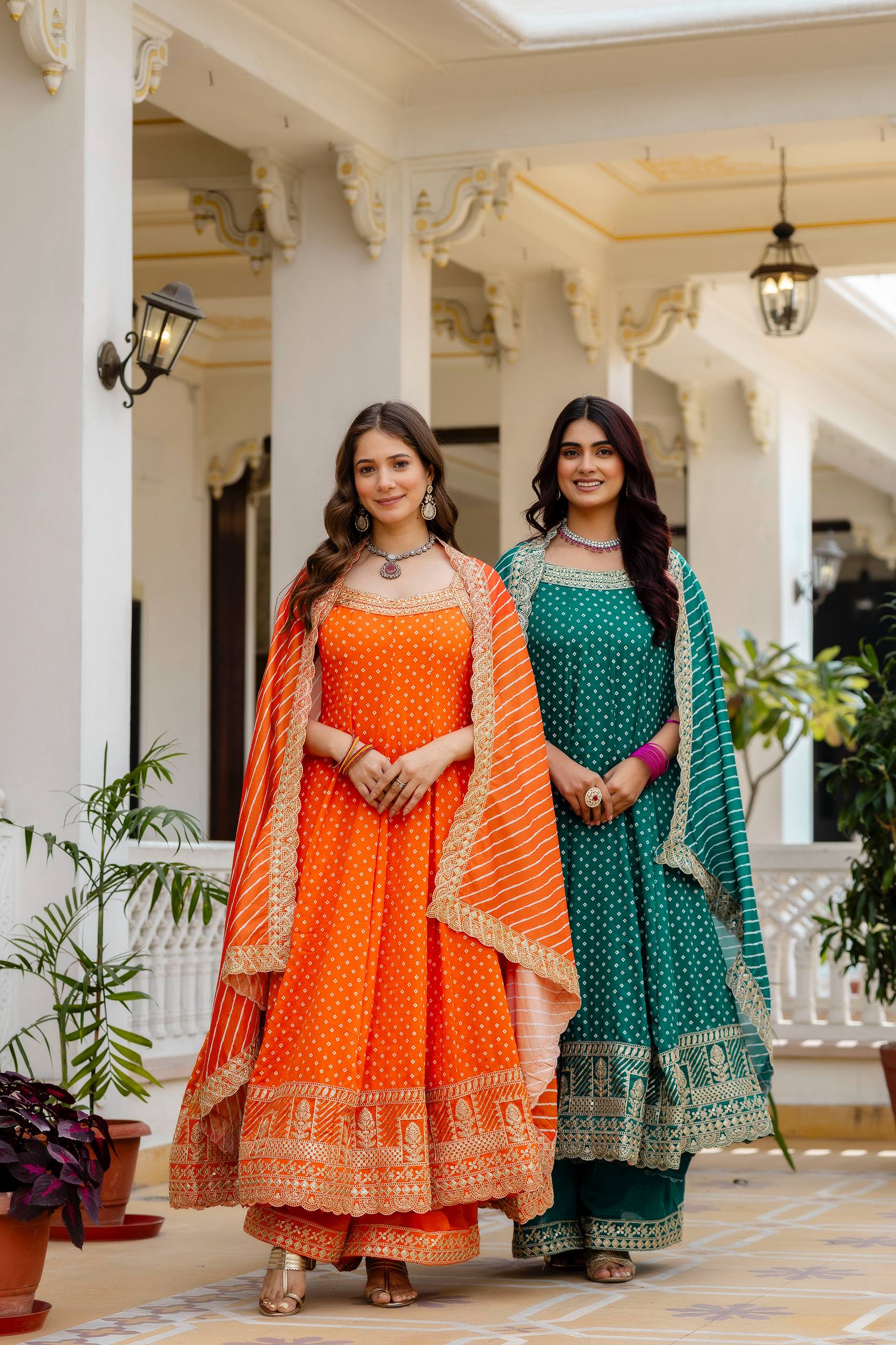 Premium Bandhani Gown with Palazzo & Leheriya Dupatta | Wedding & Festive Wear
