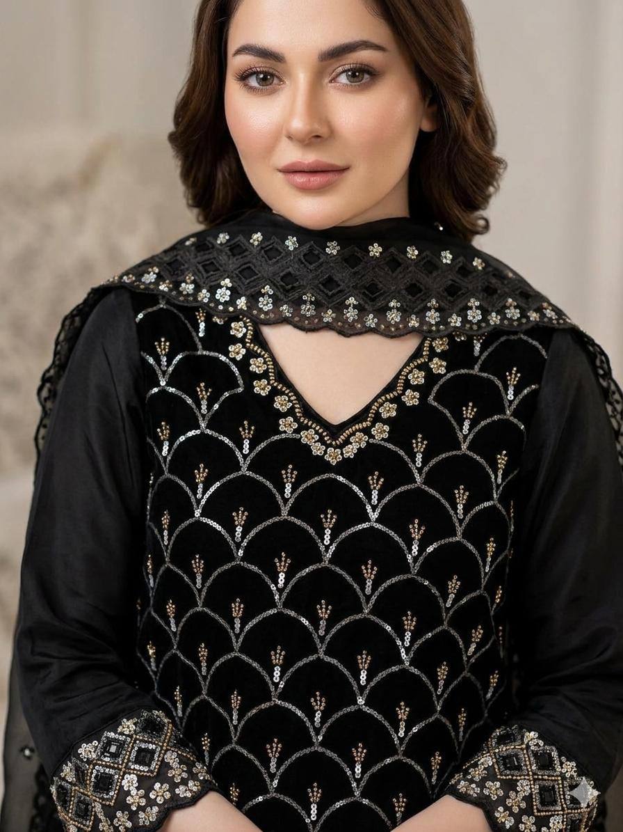 Fendy Embroidered Kurti Palazzo Set with Dupatta