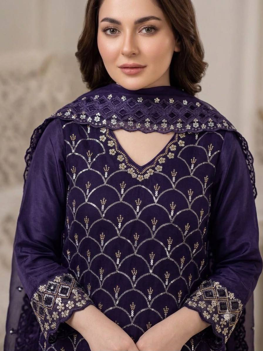 Fendy Embroidered Kurti Palazzo Set with Dupatta