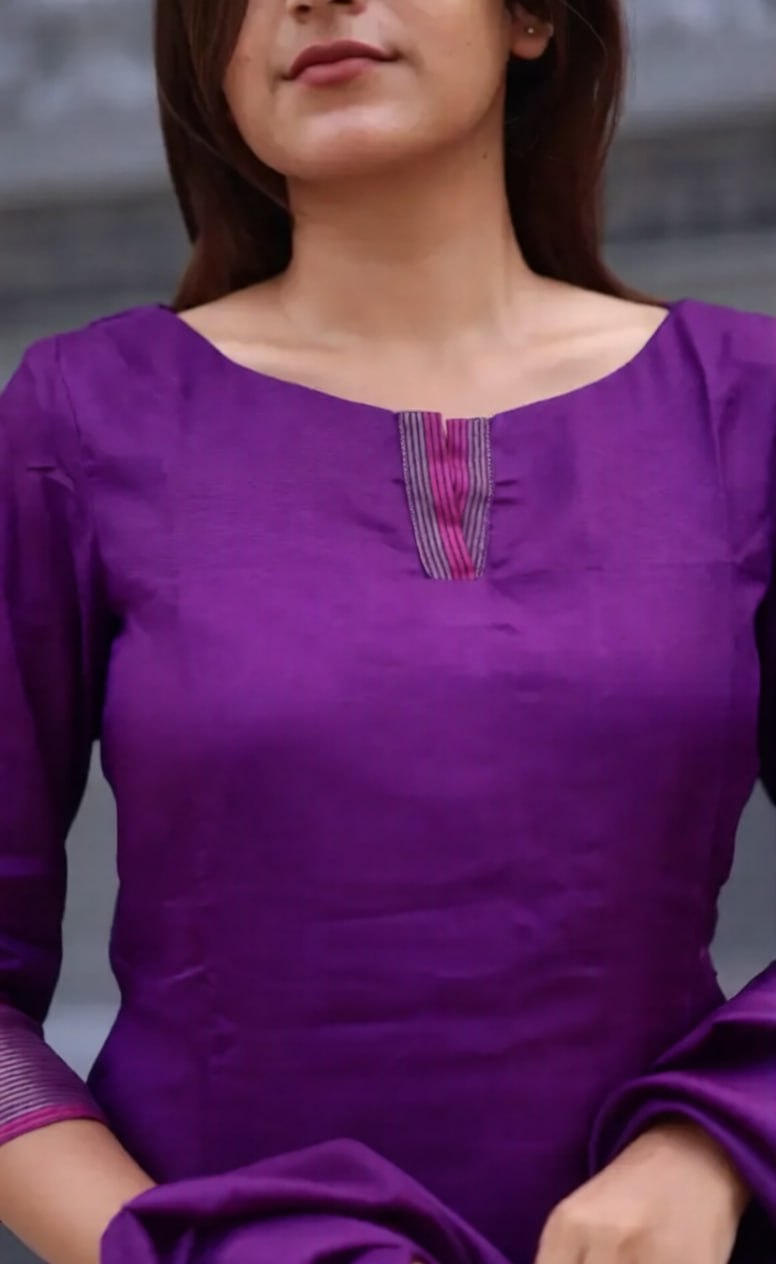 Women's Blended Silk Kurta Pant Dupatta Set with Zari Work