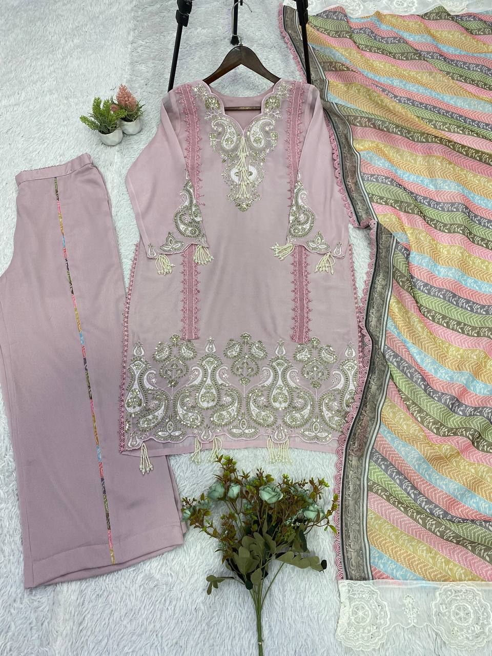 Elegant Embroidered 3 Piece Suit