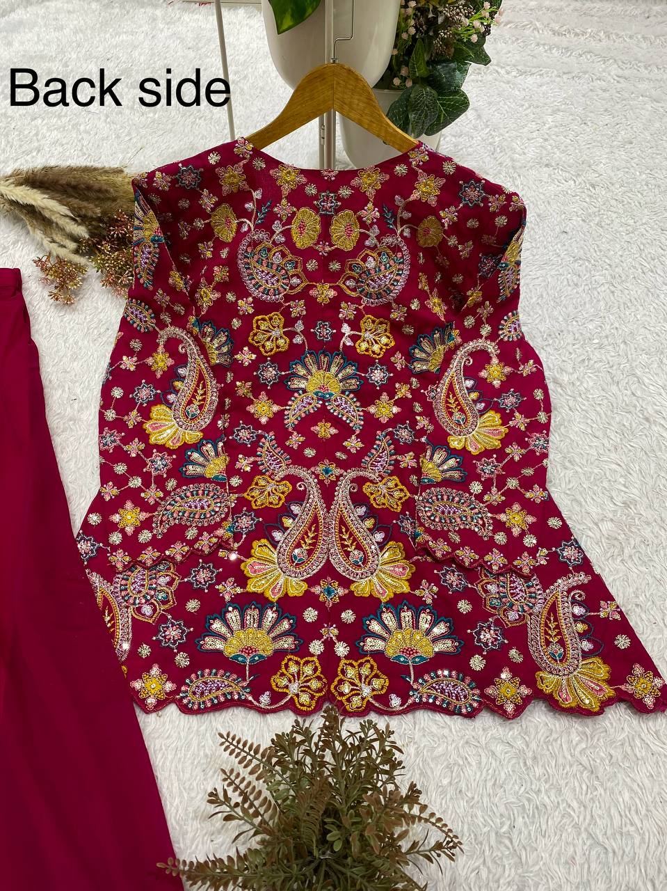 Georgette Embroidered Top Palazzo Set