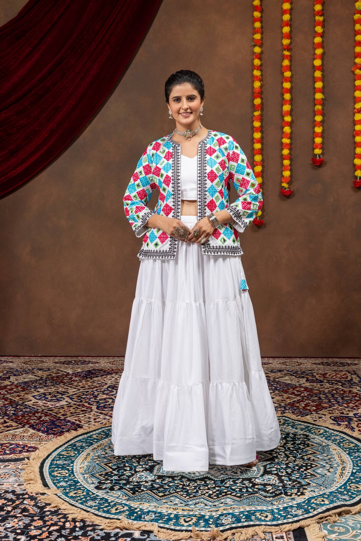 Navratri Rayon LehengaNavratri Rayon Lehenga Set Blouse Koti Set