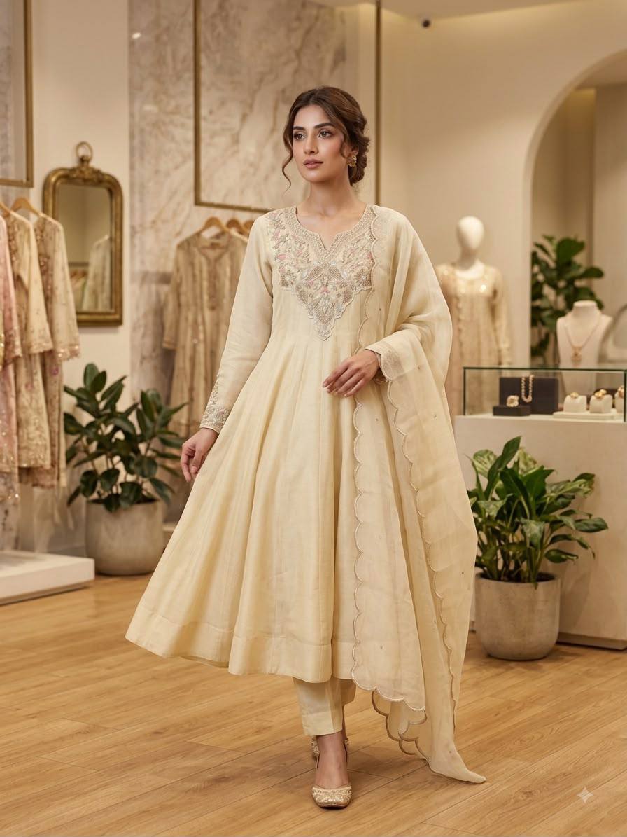 Cording Sequence Embroidered Gown Set