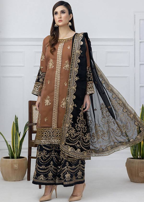 Heavy Embroidered Nylon Twill Net Kurti Palazzo Dupatta Set