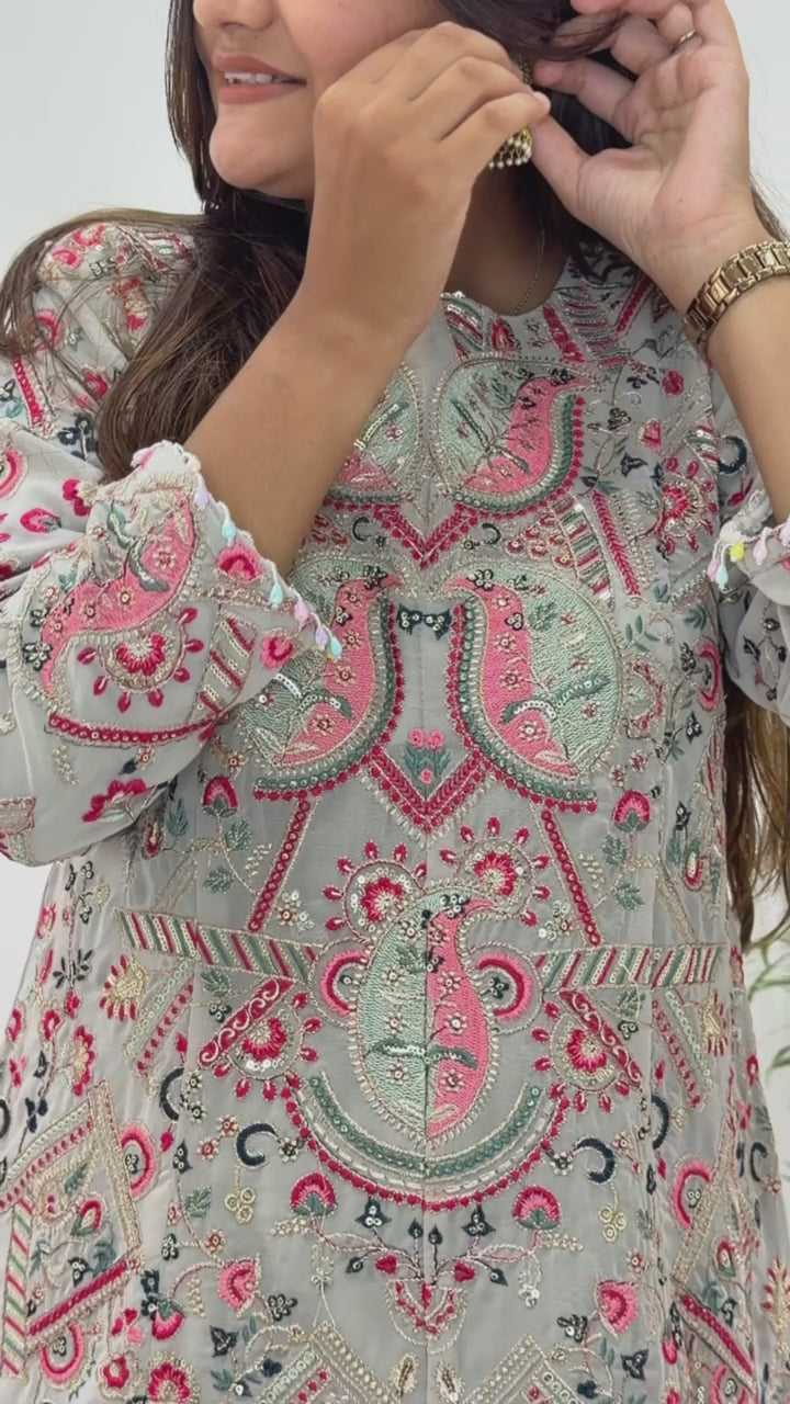 Heavy Sequence Embroidered Faux Georgette Suit