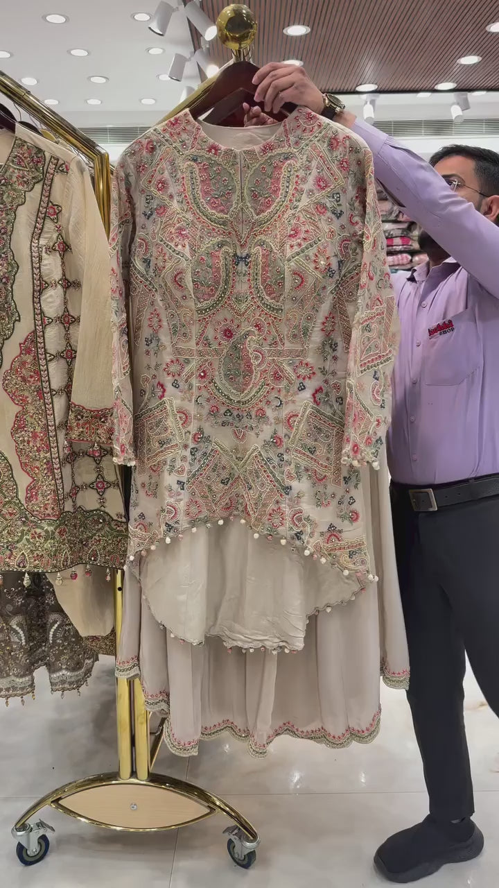 Heavy Sequence Embroidered Faux Georgette Suit