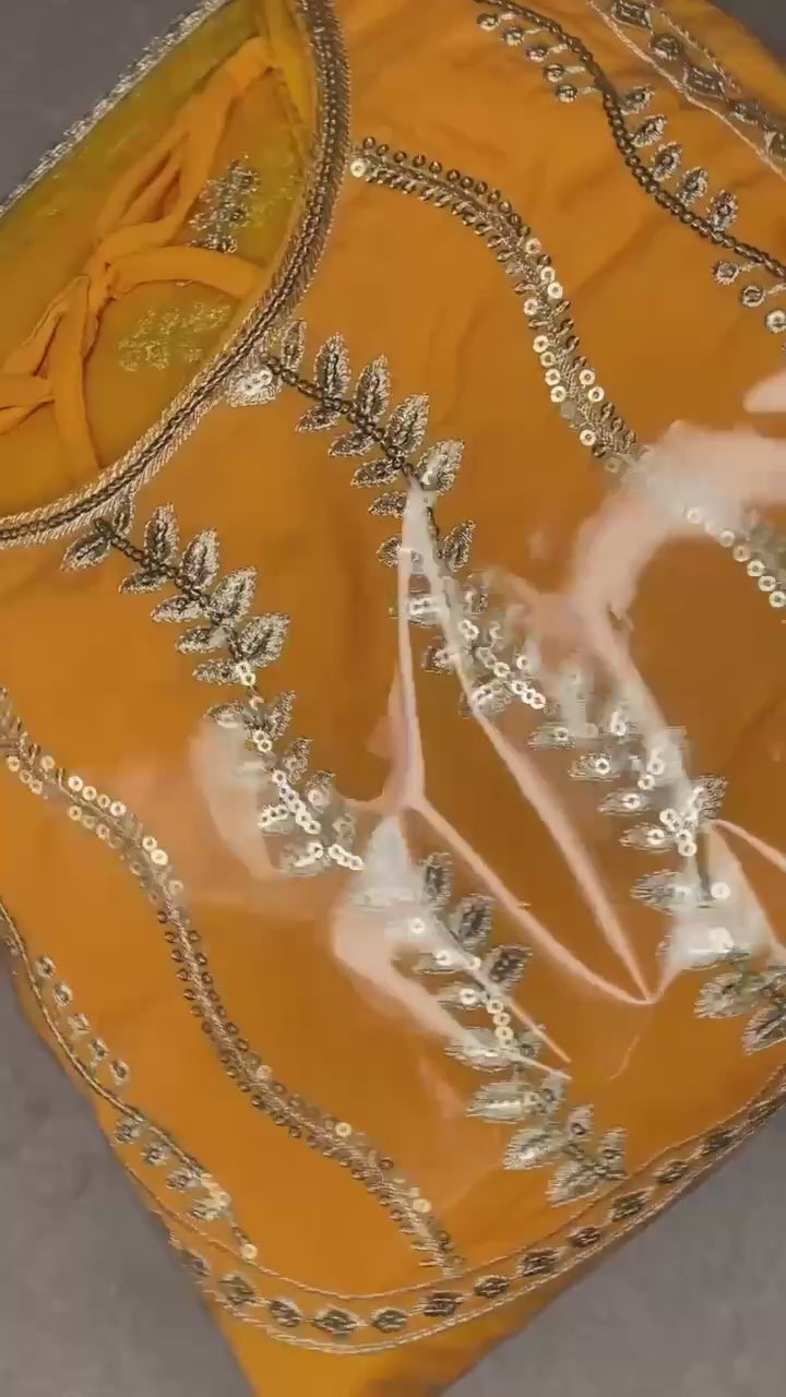 Mustard Organza Sharara Suit | Jayant Fashion