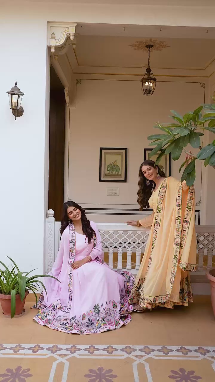 Baby Printed Anarkali Gown with Dupatta | Designer Ethnic Gown | Premium Festive & Wedding Wear
