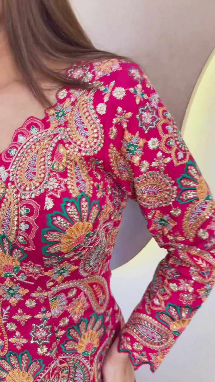 Georgette Embroidered Top Palazzo Set | Jayant