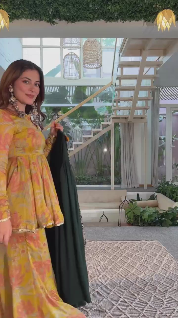 Designer Wine Sharara Suit Set for Women | Heavy Embroidered Party Wear Sharara with Dupatta