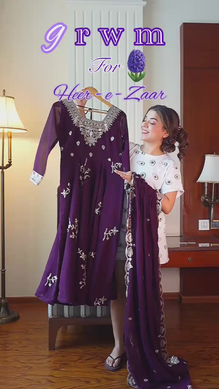 Georgette Embroidered Anarkali Kurti Pant & Dupatta Set