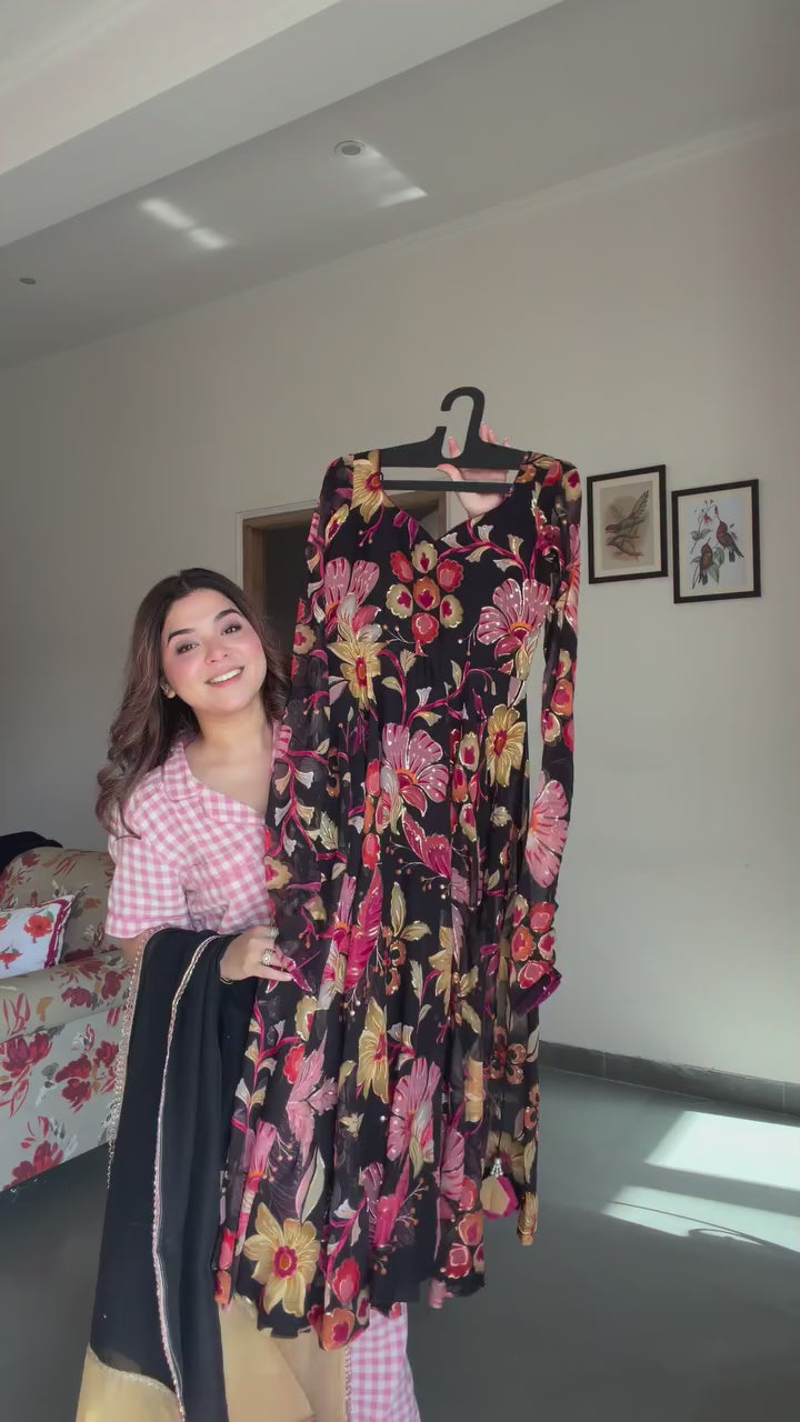 Digital Print Tabby Organza Anarkali Set