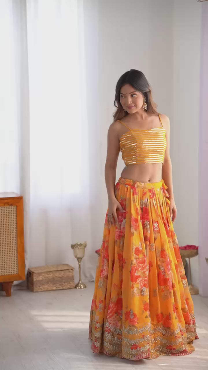 Lehenga Choli with Digital Print, Thread & Sequin Work