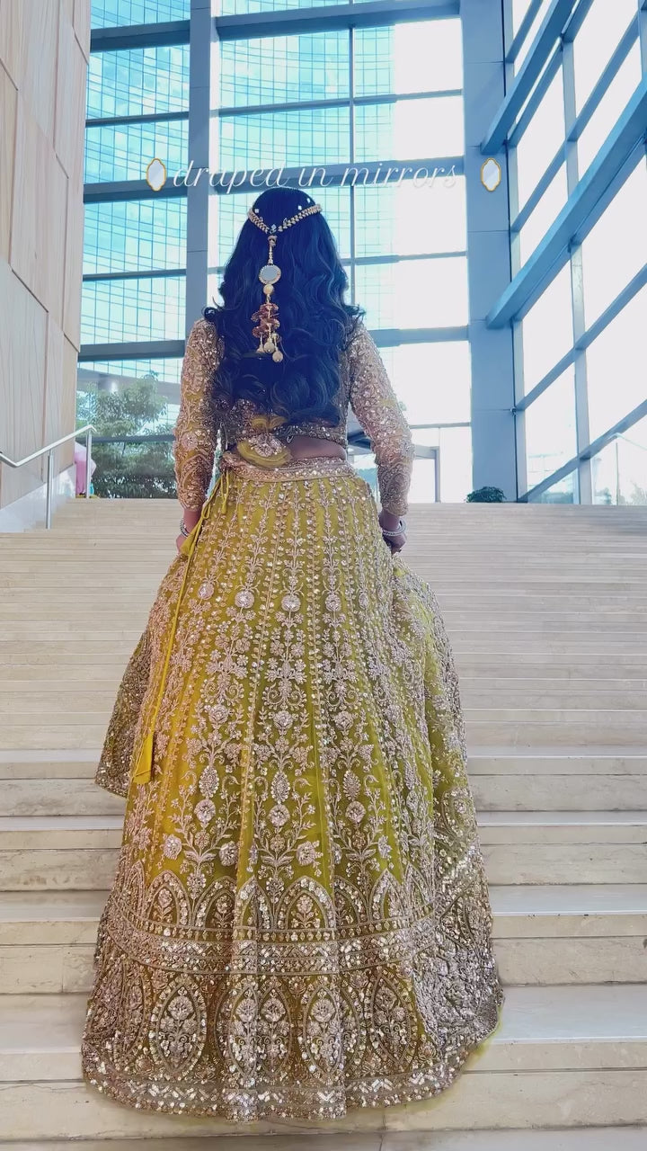 Premium Mustard Yellow Embroidered Lehenga Choli with Dori & Sequin Work