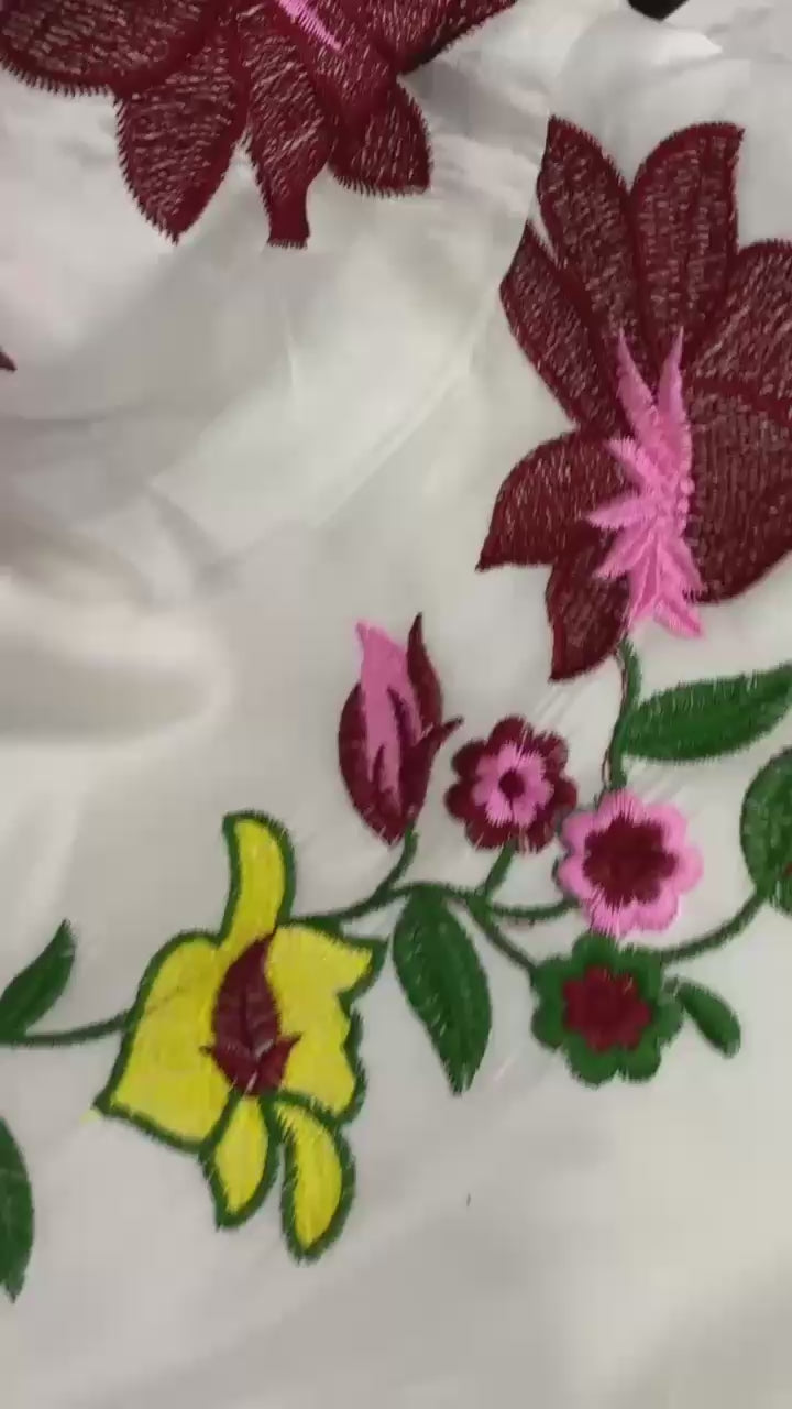 Floral Embroidered Rayon Maxi Gown for Women
